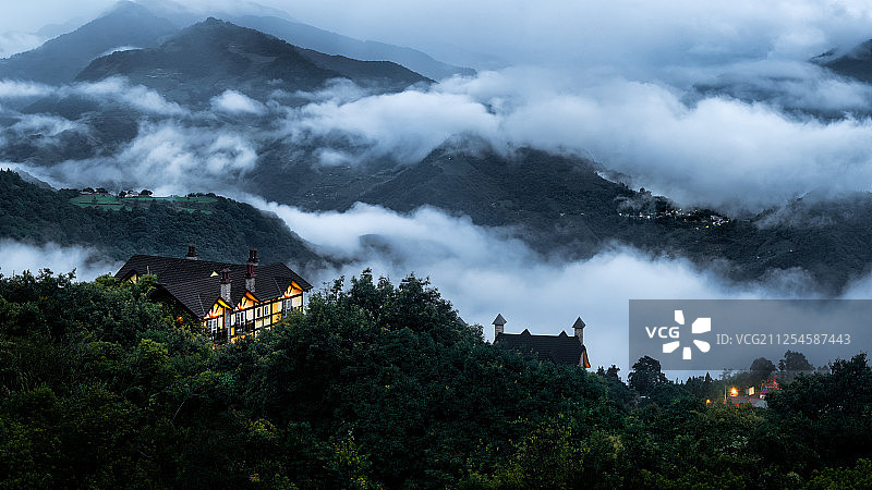 高视角拍摄台湾清境农场自然风光图片素材