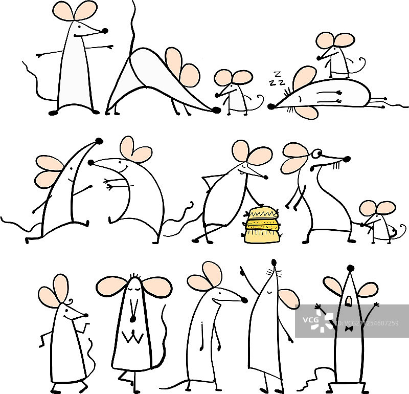 有趣的白色老鼠一家2020年标志图片素材