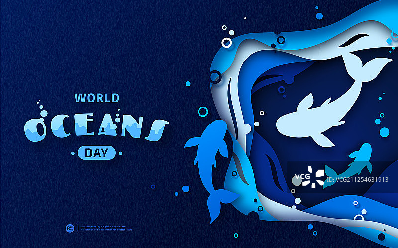 世界海洋日纸艺海浪图片素材