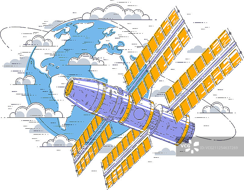 绕轨道飞行的太空站图片素材