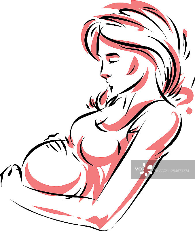 怀孕女性美丽的身体轮廓图片素材