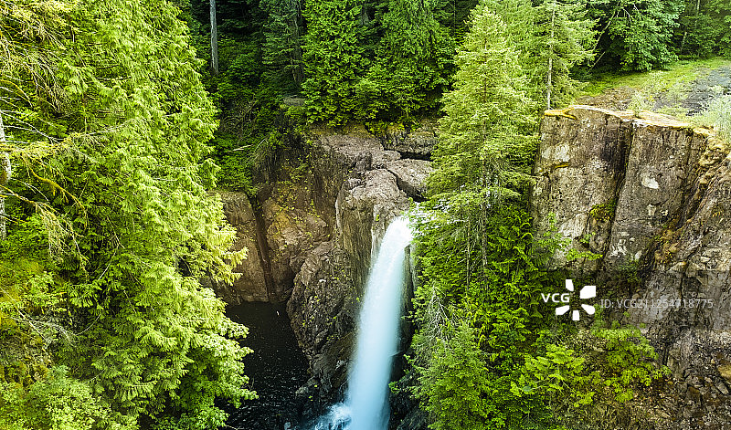 桥上的麋鹿瀑布图片素材