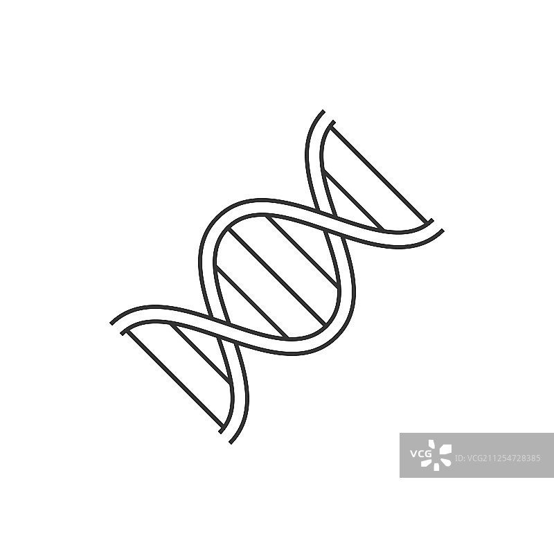白色背景上的DNA线条图标，可编辑描边图片素材