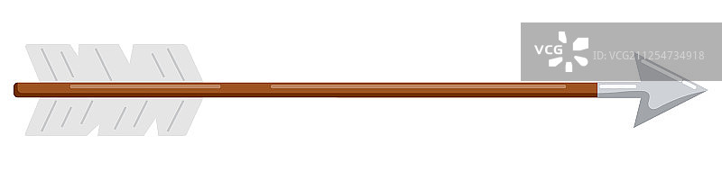 带白色羽毛和钢制箭头的木弓图片素材