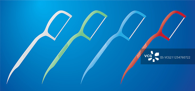 多色牙线签：牙齿清洁图片素材