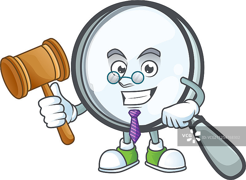 卡通法官与放大镜图片素材