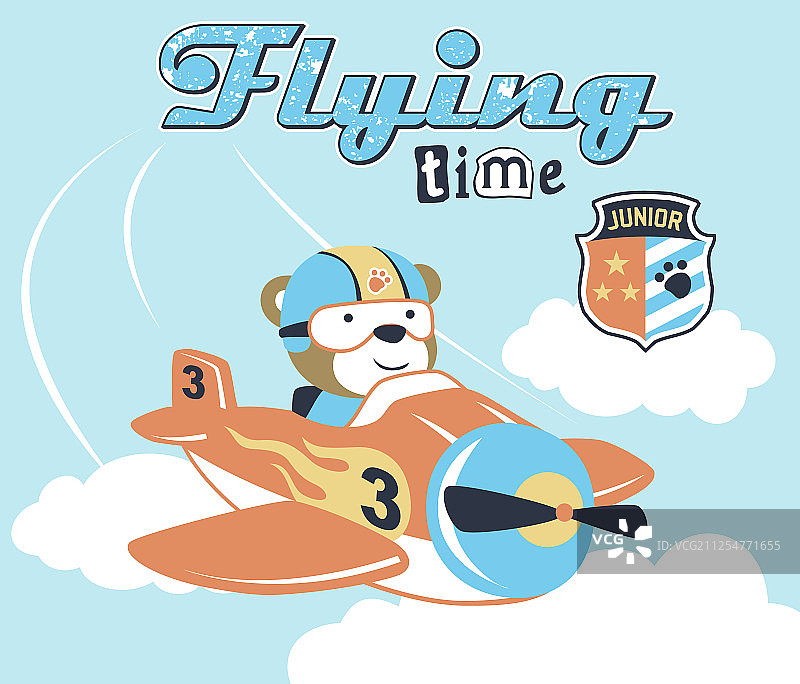卡通飞机与可爱飞行员图片素材