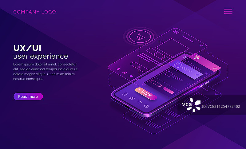 2.5D等距用户体验概念UI设计线框图图片素材