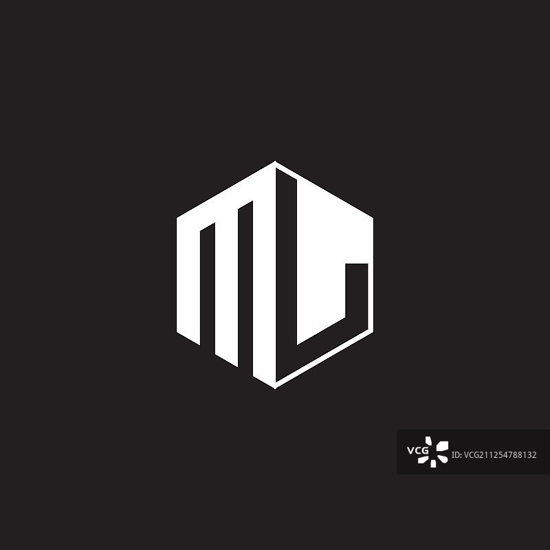 黑色背景的ml标志六边形图案图片素材