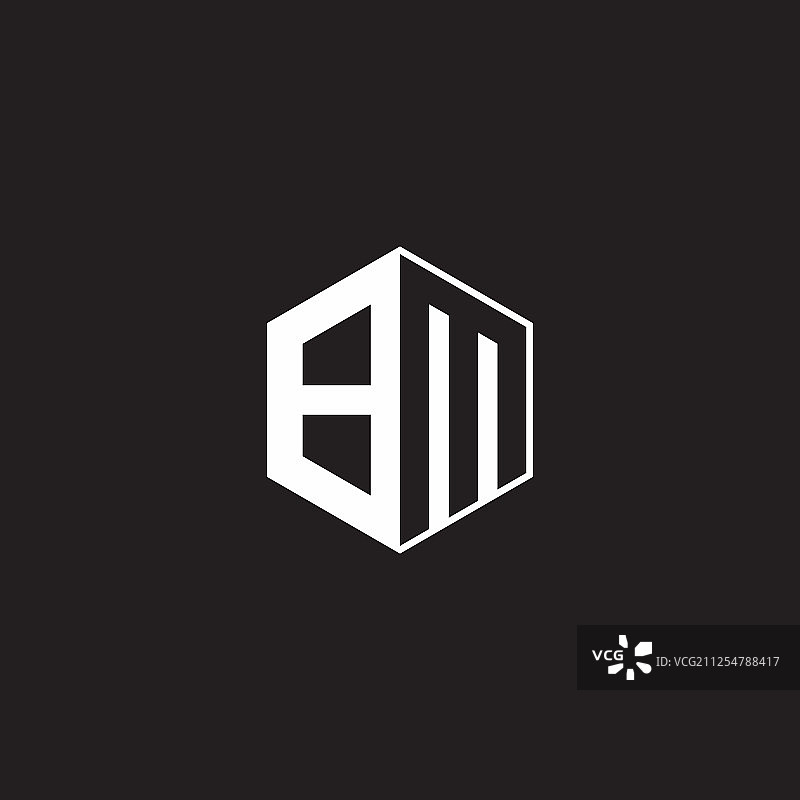 黑色背景上的BM标志六边形图案图片素材