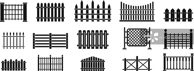 简约风格的栅栏图标合集图片素材
