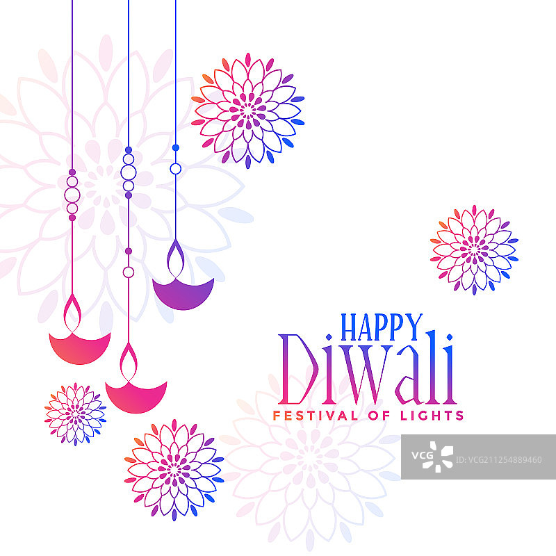 彩色悬挂Diya灯装饰排灯节图片素材