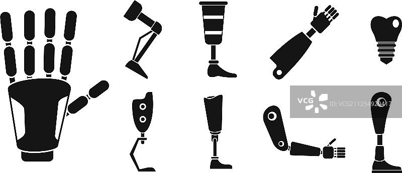 人造肢体假肢图标集图片素材