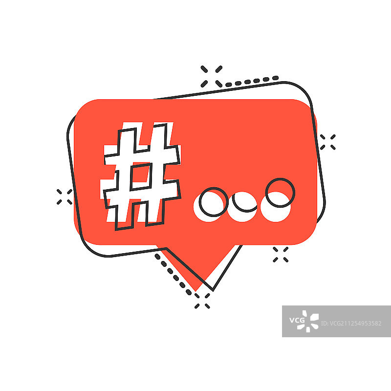 卡通漫画风格的#号图标社交媒体图片素材