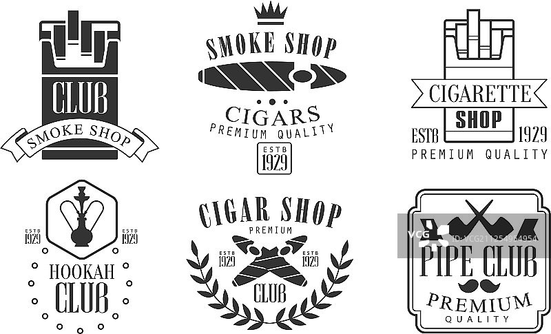 吸烟和水烟俱乐部logo合集图片素材