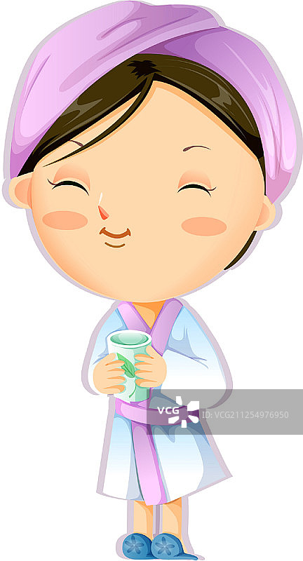 穿着浴袍喝茶的女人图片素材