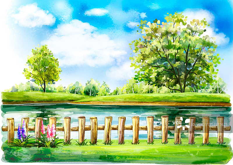夏日小镇插画图片素材