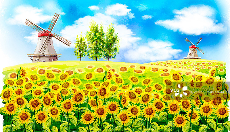 夏日小镇插画图片素材