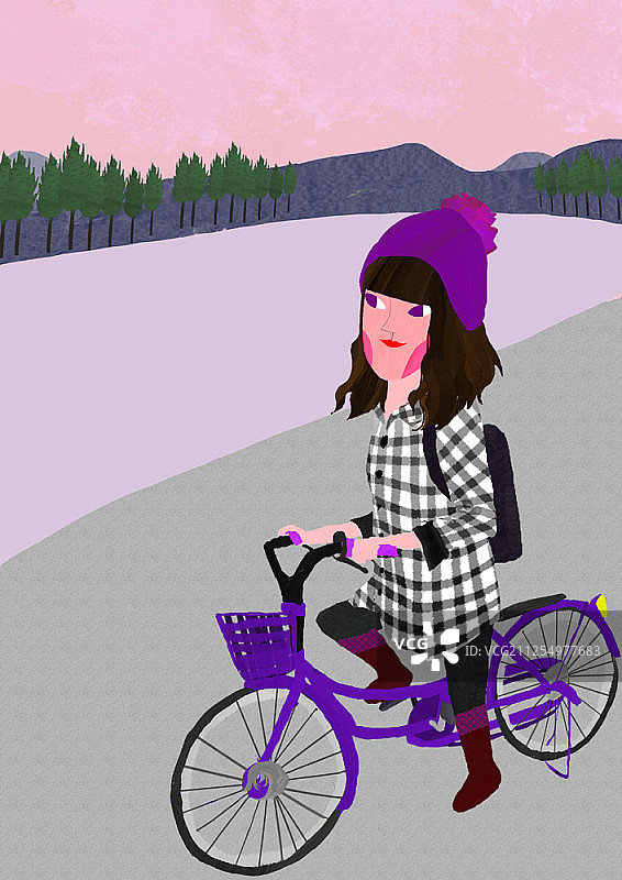 女孩日常生活卡通插画图片素材