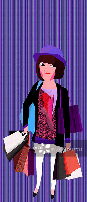 女孩日常生活卡通插画图片素材