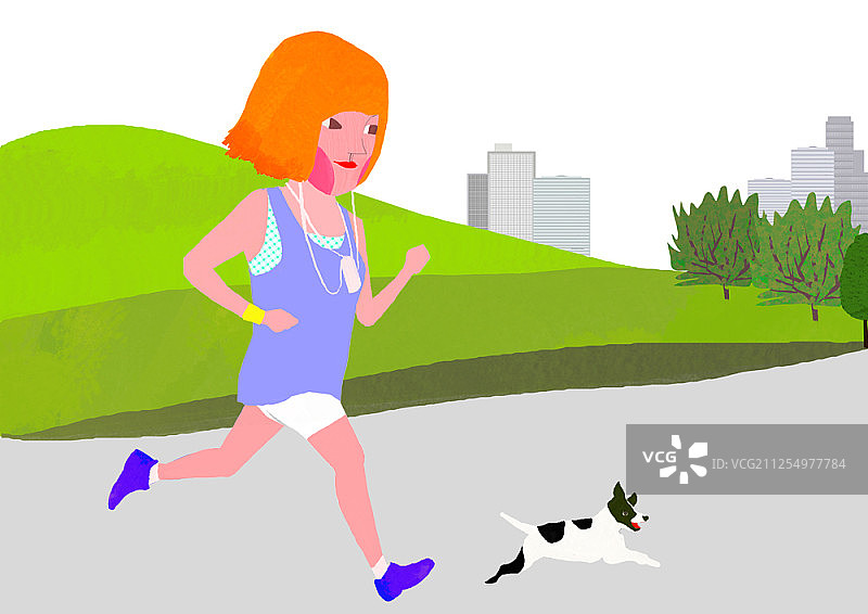 女孩日常生活卡通插画图片素材