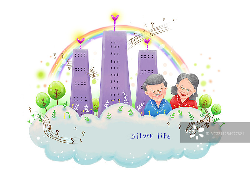 老年人生活方式插画图片素材