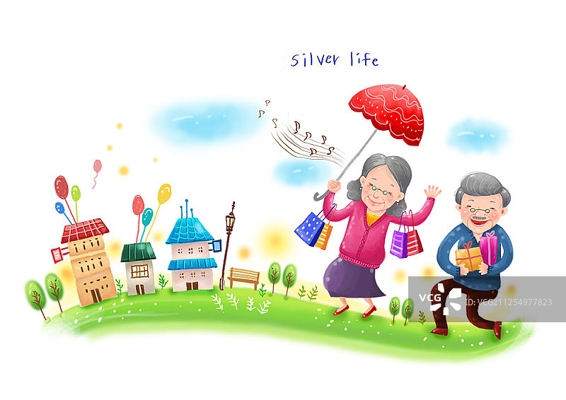 老年人生活方式插画图片素材