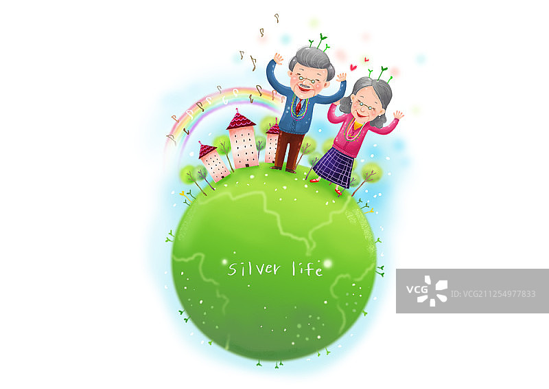 老年人生活方式插画图片素材