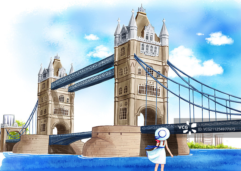 女孩旅行的插画图片素材