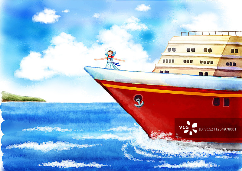 女孩旅行的插画图片素材