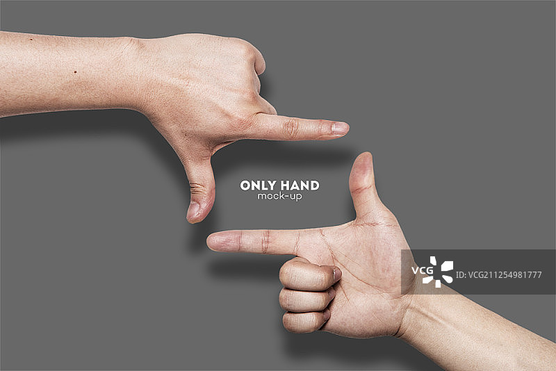 手势，灰色背景上图片素材