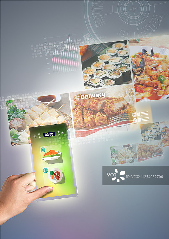 智能手机和全息图数字合成图像图片素材