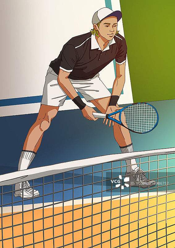 卡通风格网球运动员插画图片素材