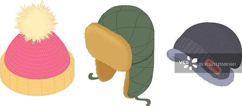 冬季头饰图标2.5D风格图片素材