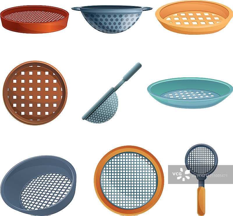 筛子图标集卡通风格图片素材