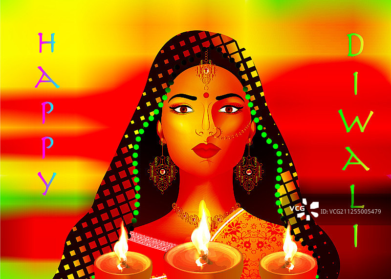 排灯节快乐，印度传统节日彩色背景图片素材