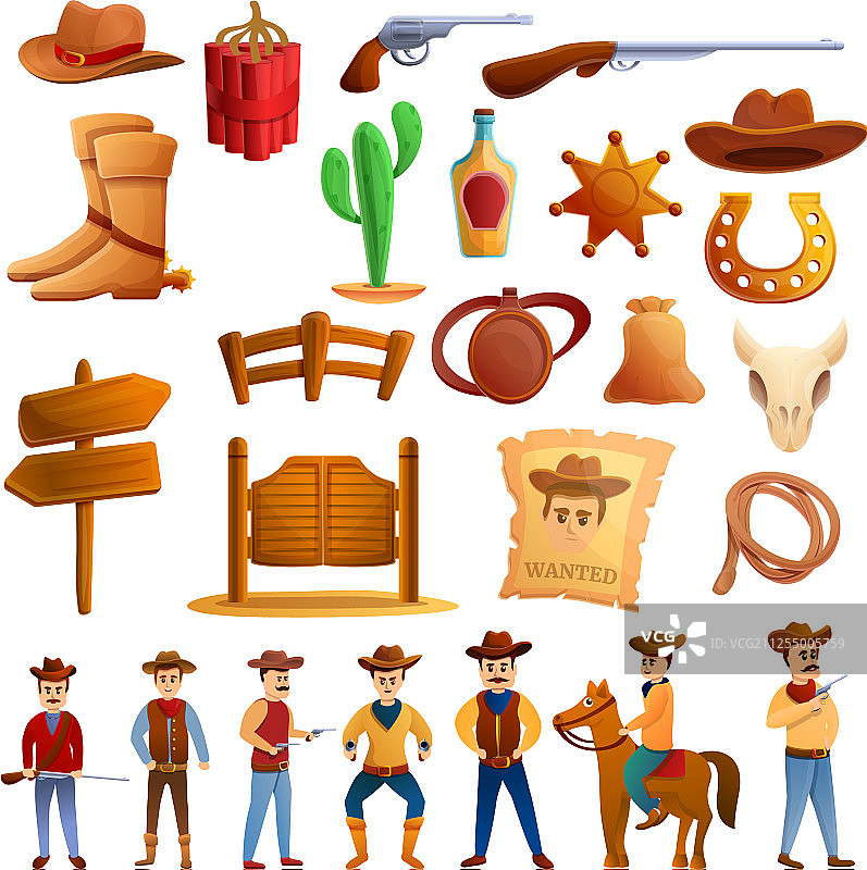 牛仔图标卡通风格图片素材