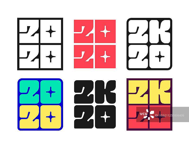 2020新年徽章套装图片素材