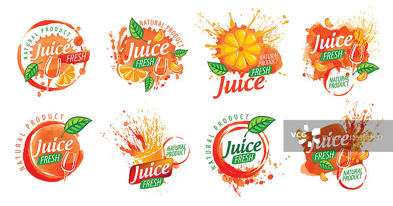 白色背景上的橙汁飞溅标志图片素材