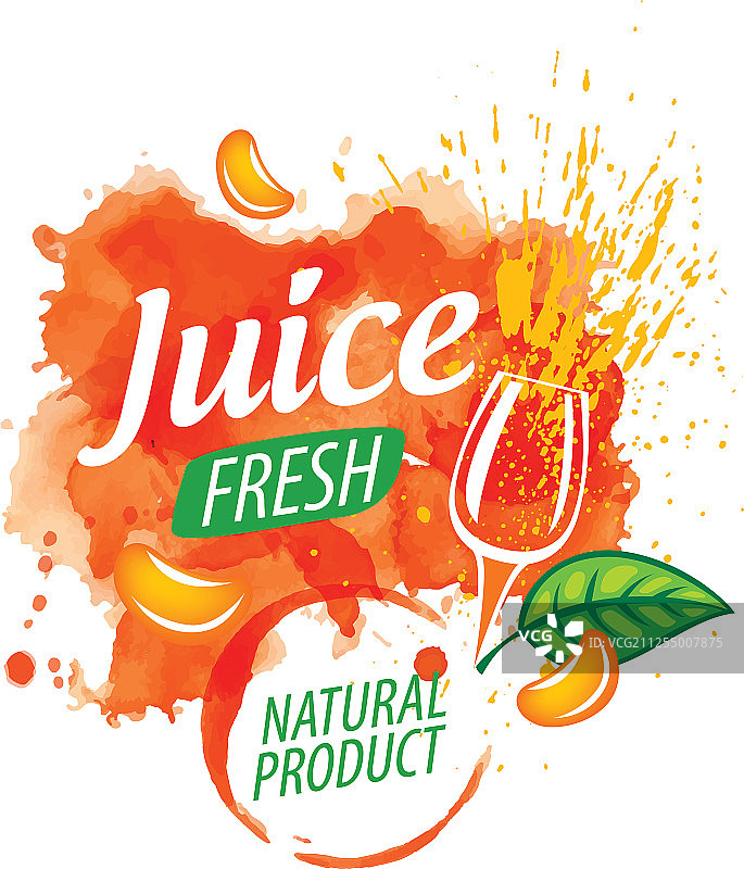 白色背景上的橙汁飞溅Logo图片素材