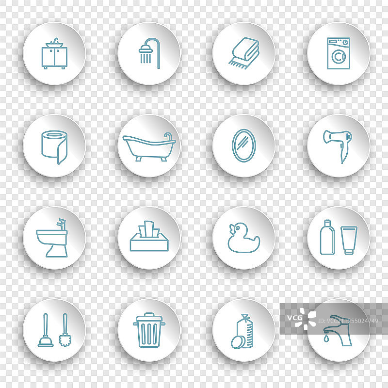 洗手间卫生间厕所线性图标图片素材