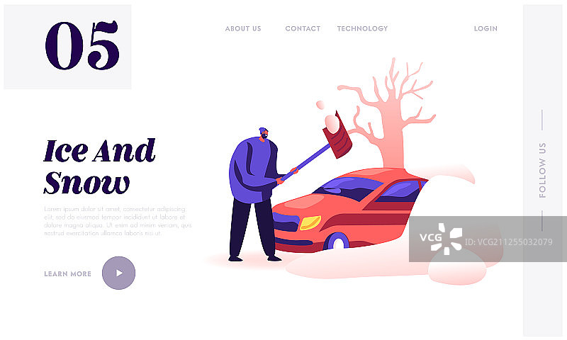 暴风雪后的城市网站着陆页图片素材