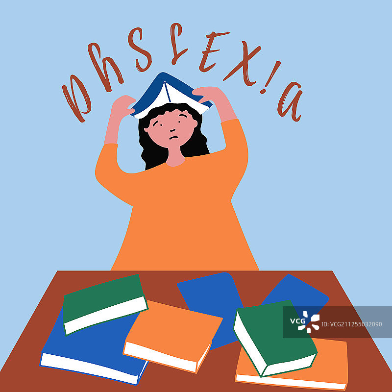 女孩的隐形阅读障碍症图片素材