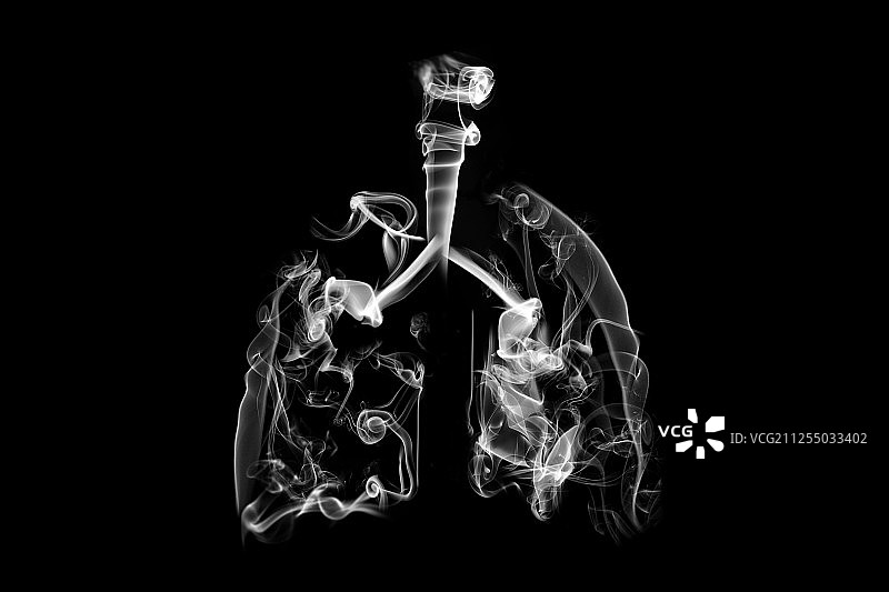 烟草烟雾组成的肺部轮廓图片素材