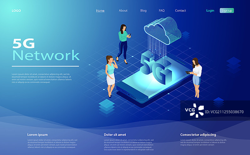 2.5D风格的5G网络技术图片素材