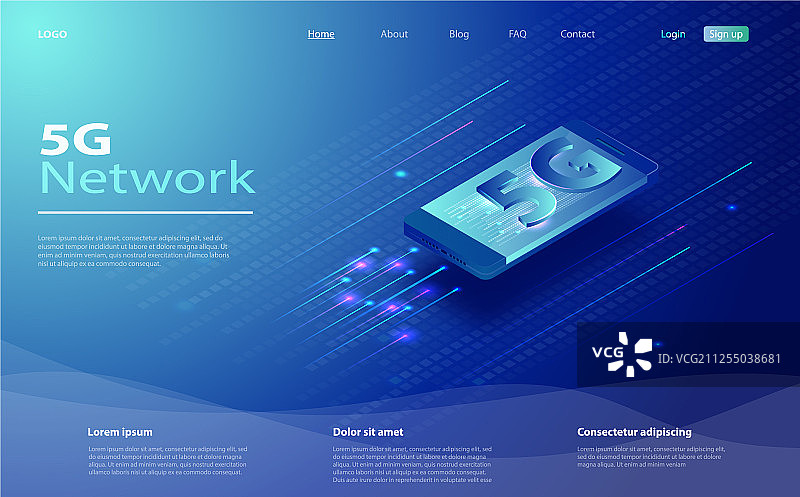 2.5D风格的5G网络技术图片素材