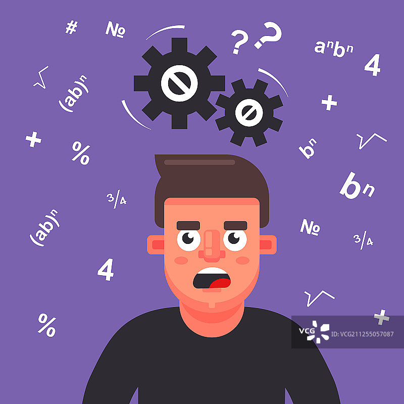 男人正在思考一道数学题图片素材