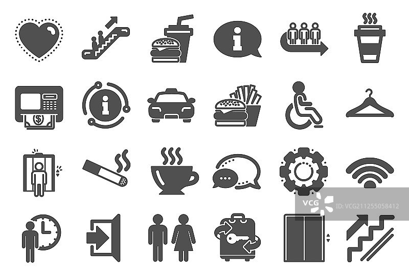 公共服务图标：电梯与衣帽间图片素材