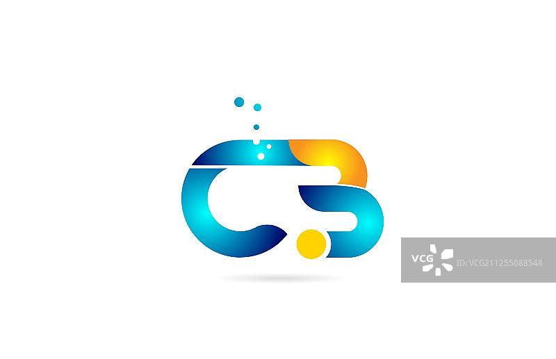 字母组合CB橙色蓝色字母图片素材