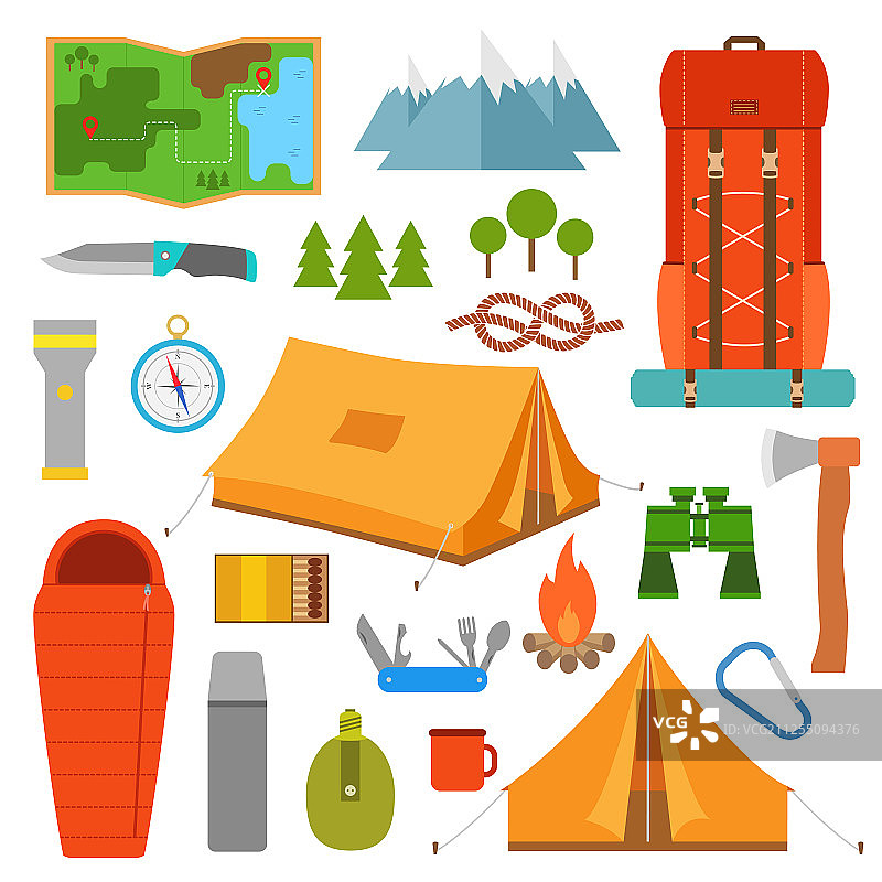 徒步户外露营元素图标图片素材